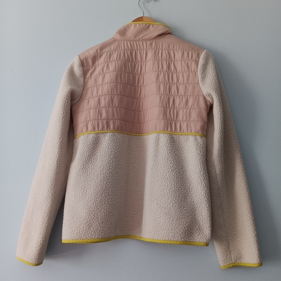 Faherty Cobble Hill Sherpa Fleece 1/4 Zip Popover Quilted Panel Sun XS - Picture 3 of 9